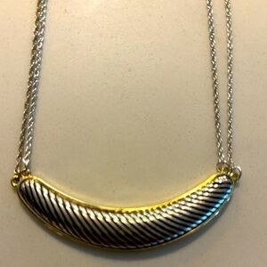 Silver gold double link chain 16 inch necklace